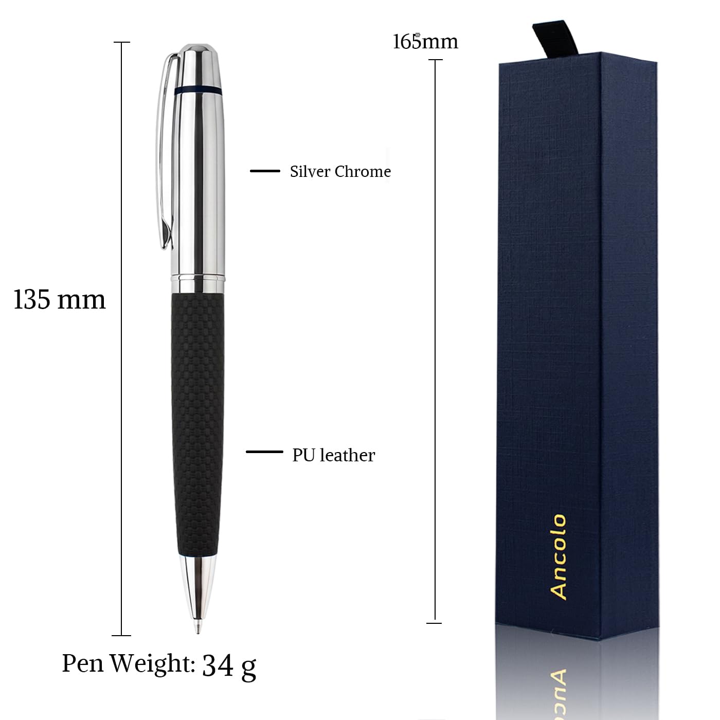 Personalized Luxury Ballpoint Pen Writing Set-Stunning Pen with PU Leather