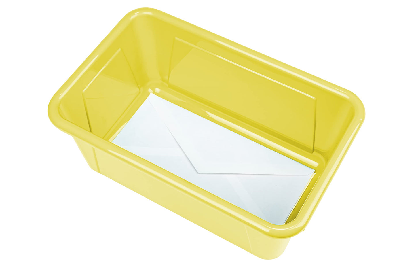 Storex Small Cubby Bins, Pack of 5, 12.2 x 7.8 x 5.1 Inches, Yellow (62410U05C)