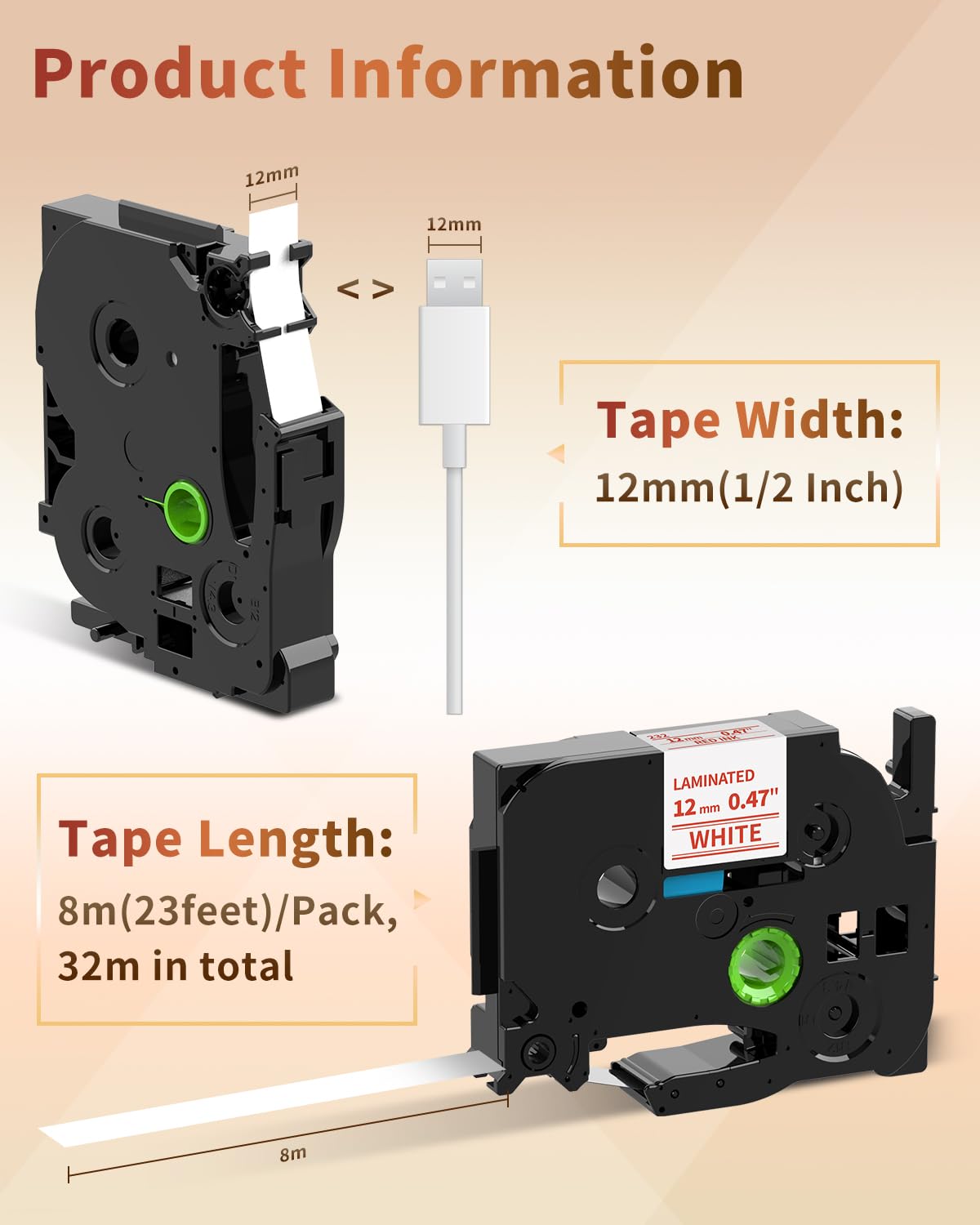 Oozmas Compatible Label Tape Replacement for TZe-232 Red on White P-Touch