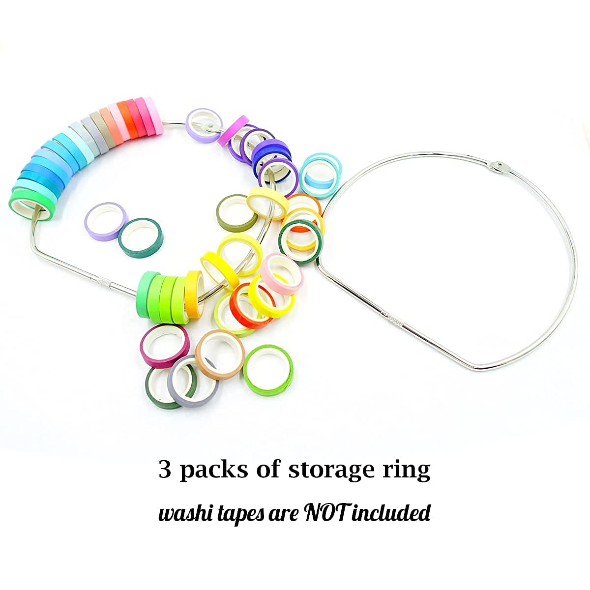 Vowcarol 3 Pack Washi Tape Organizer Washi Tape Storage Ring (8 inches)