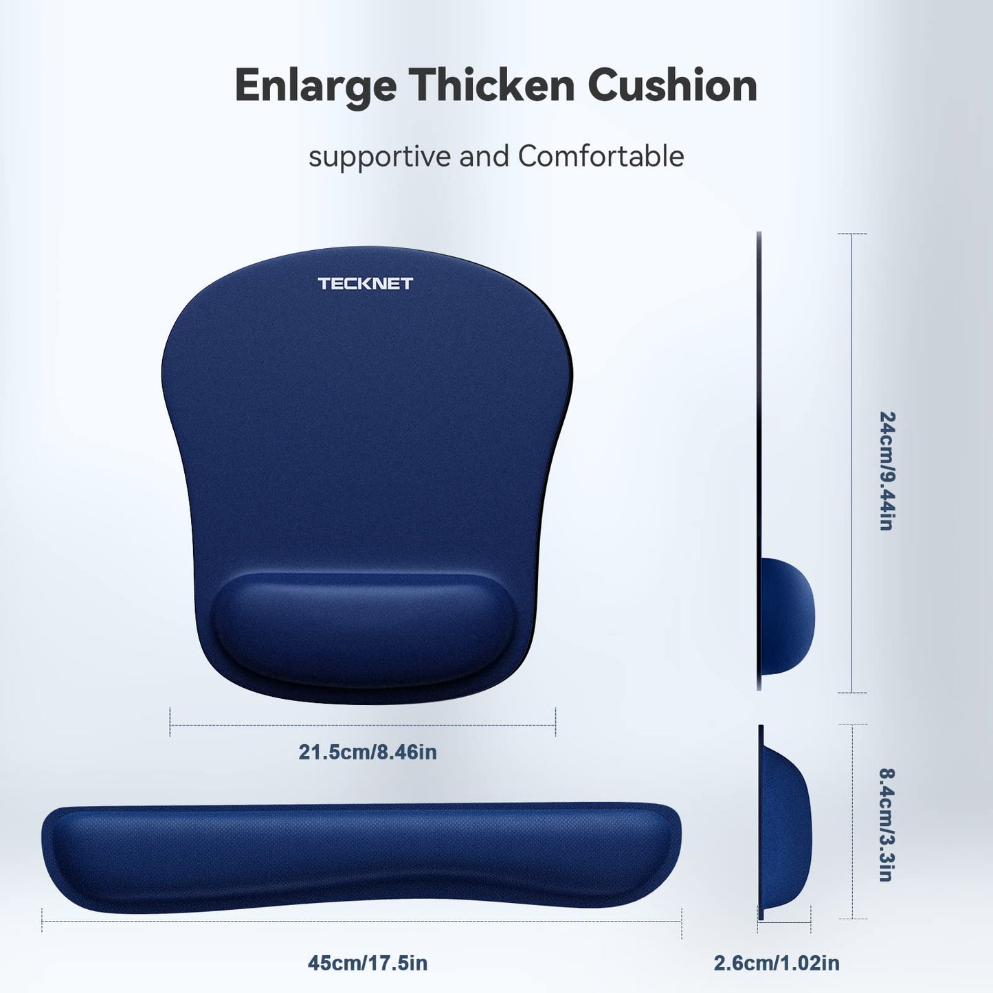 TECKNET Keyboard Wrist Rest and Mouse Pad with Wrist Support, Memory Foam Set for