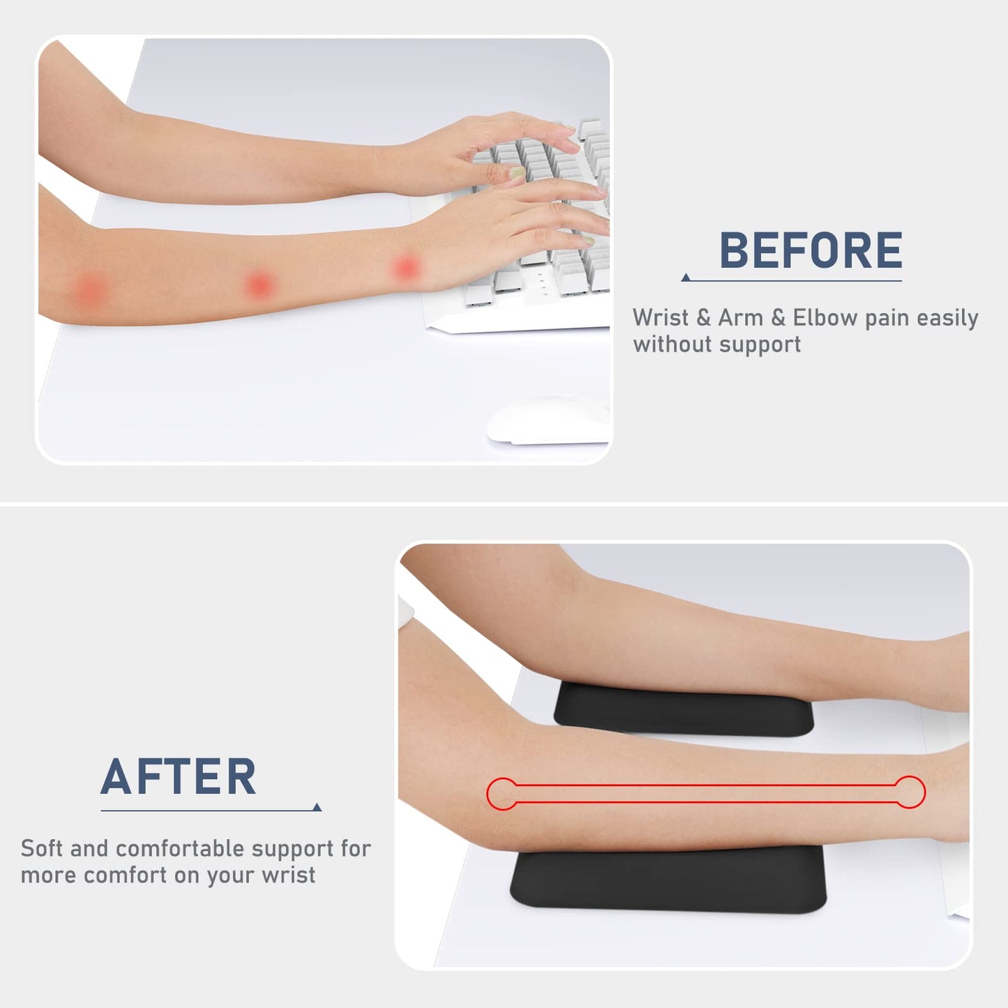 Leolee Elbow Rest Pads for Desk, Gel Ergonomic Wrist Rest Arm Rest Pads