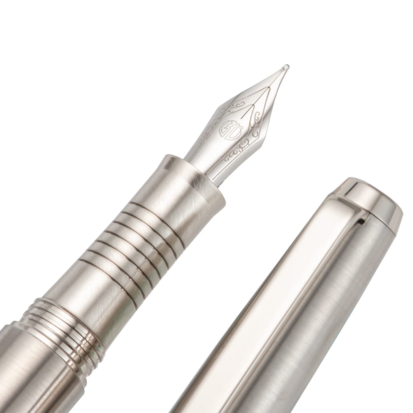 HongDian Stainless Steel Fountain Pen Extra Fine Nib with Converter and Metal Pen Box