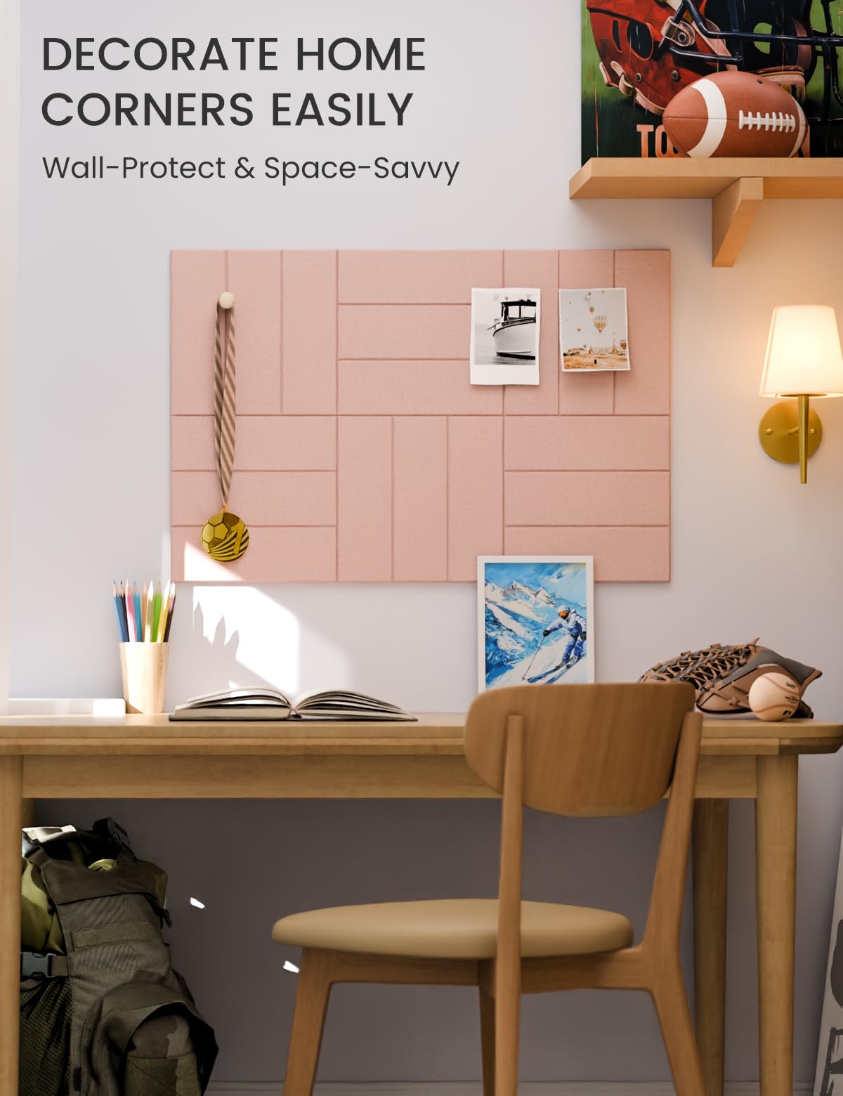Fluxynara 28" X 18" Cork Board Alternative, Wide Stripe, Pink