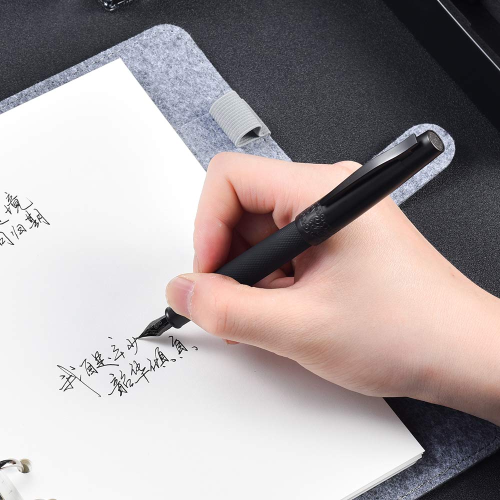 Pure Black Solid Metal 6013 Fountain Pen Fine Nib, Senior General Ink Converter Pen Metal Box by