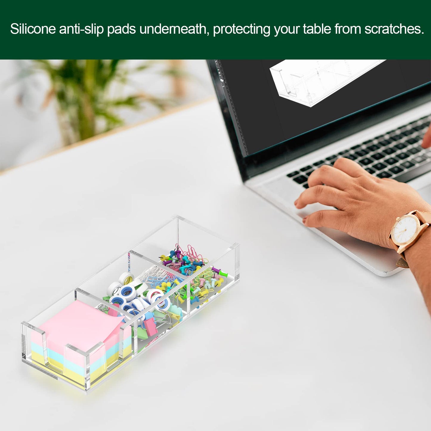 BOSSCASA Acrylic Sticky Note Holder, Self-Stick Note Pad Holder W/O Pads - Note Dispenser Memo Pad