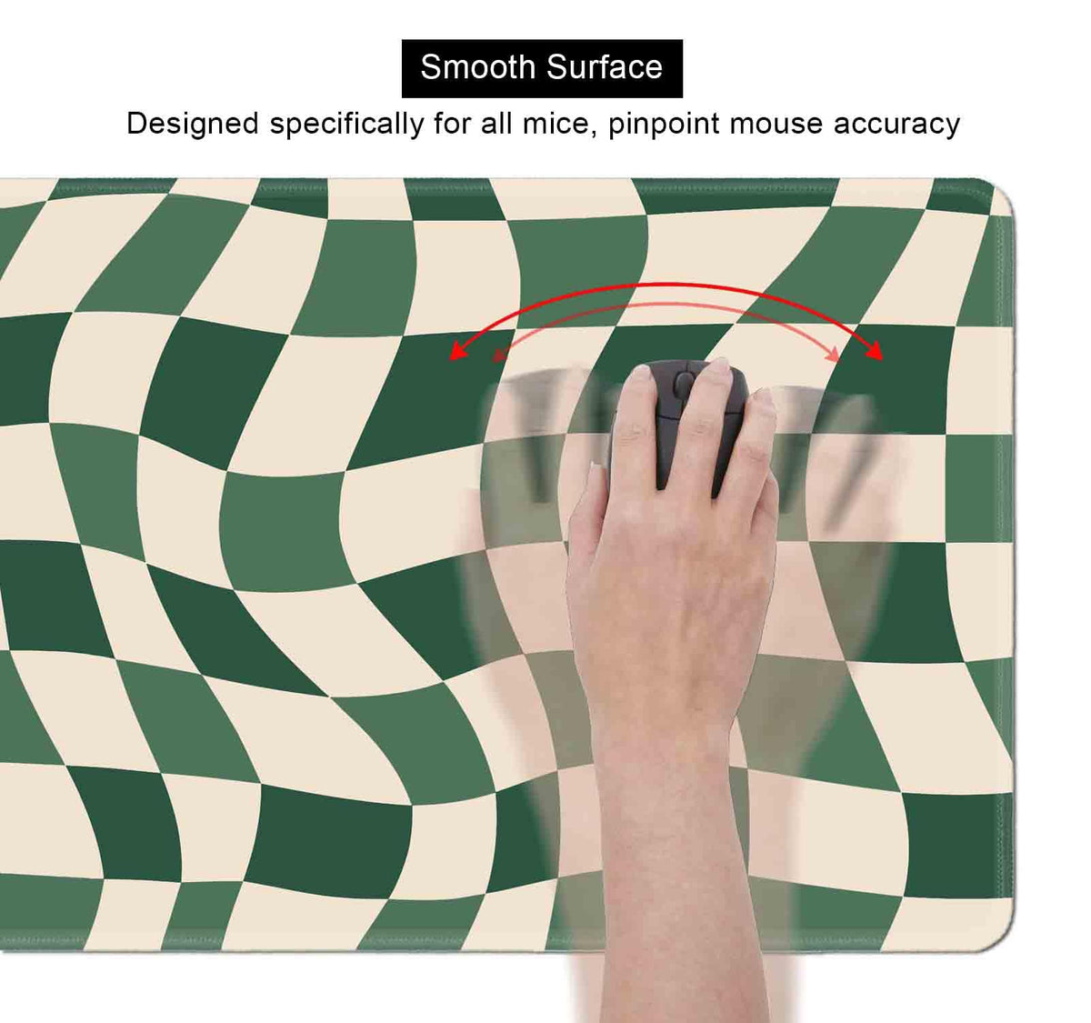 SXCKANG Sage Green Checkered Desk mat, Retro Boho Extra Large Mouse Pad, Abstract Wavy Desk