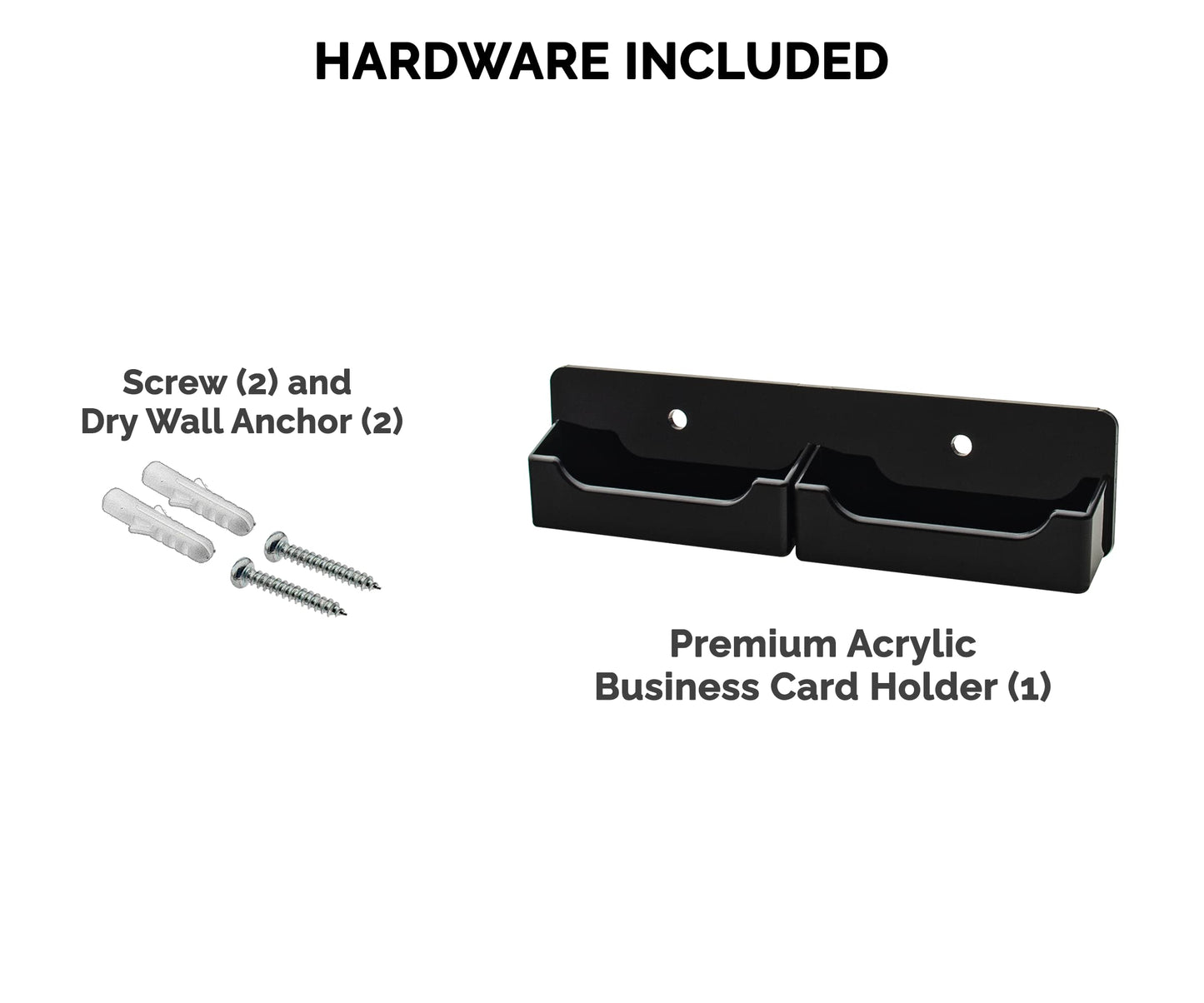 Wall Business Card Holder with Hanging Hardware for 3.5" x 2" Gift or Contact Cards Black Acrylic 2