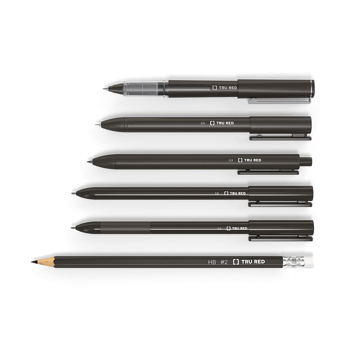 TRU RED Retractable Gel Pens, Fine Point 0.5mm, Black Ink, 24-Pack
