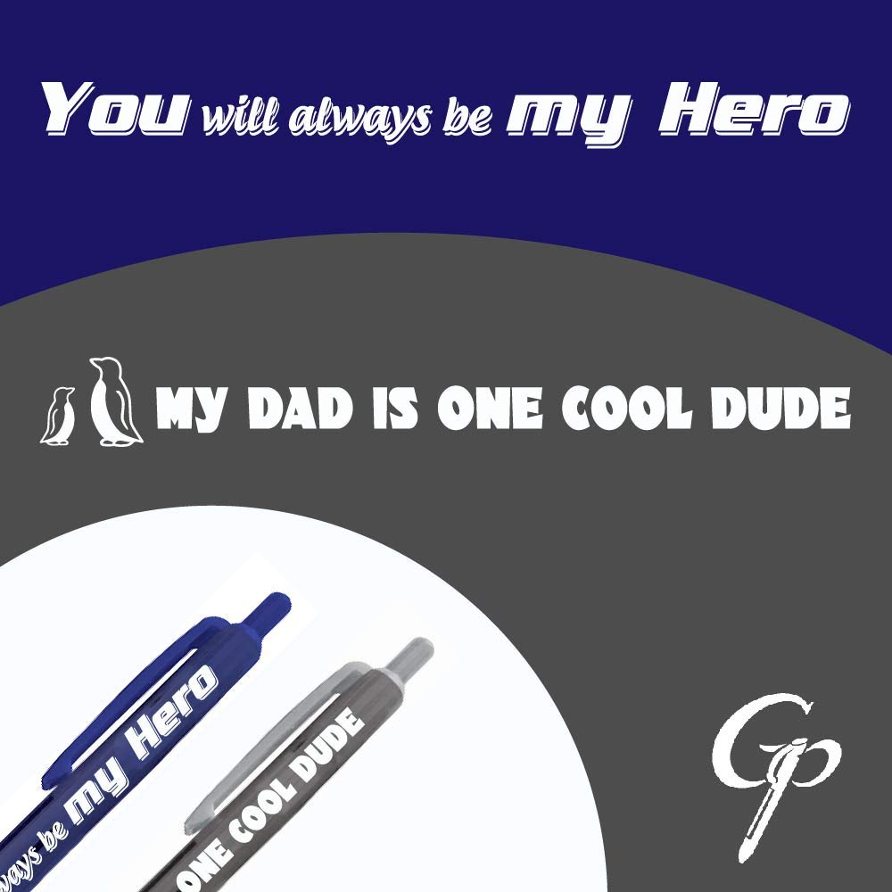 Greeting Pen 12 Translucent Dad Pens with Comfort Grip, Set of 6 Designs 46020- Colorful Father