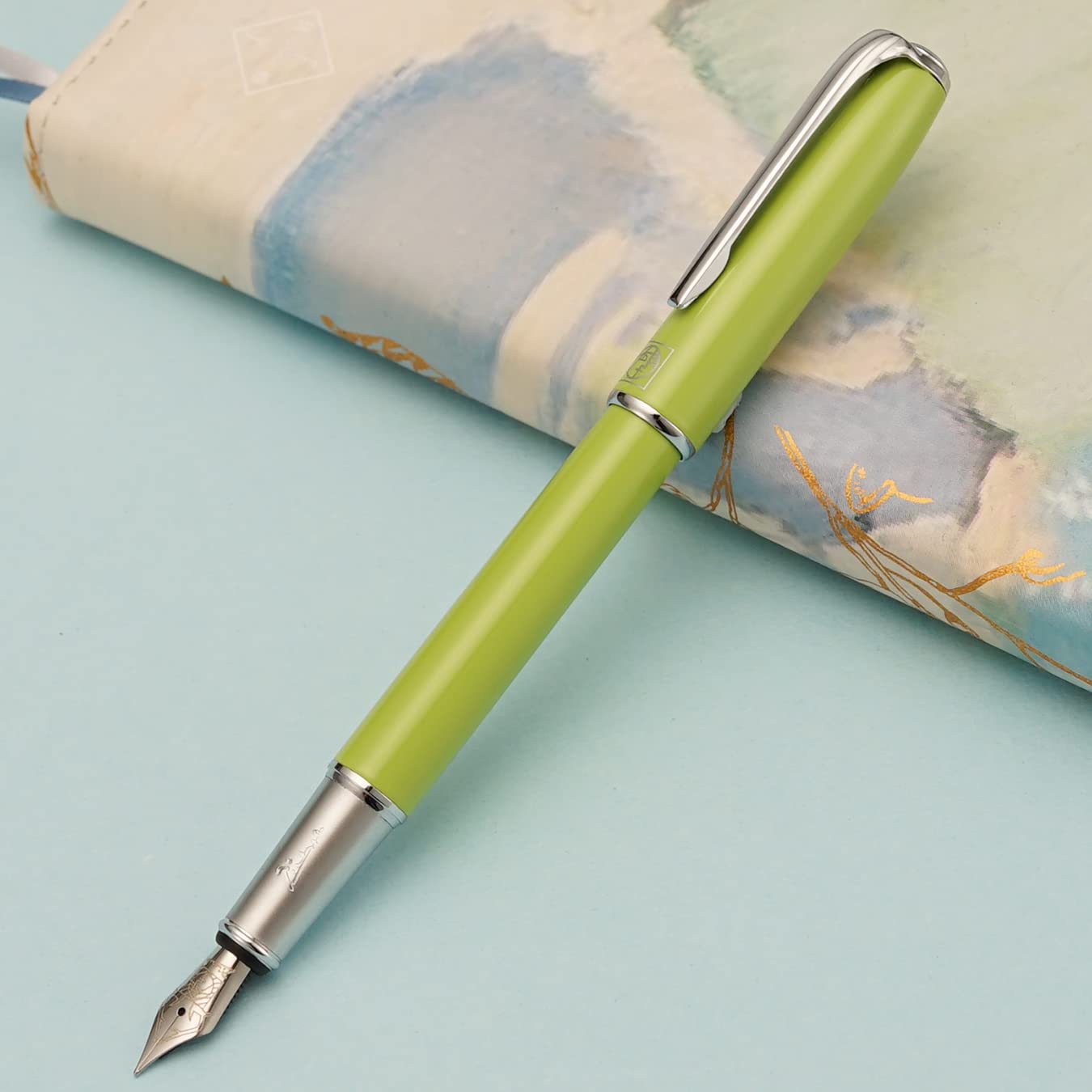 erofa Picasso 916 Green Fountain Pen with Gift Box Calligraphy Writing Pen Set Bent Nib Fude 1.0mm