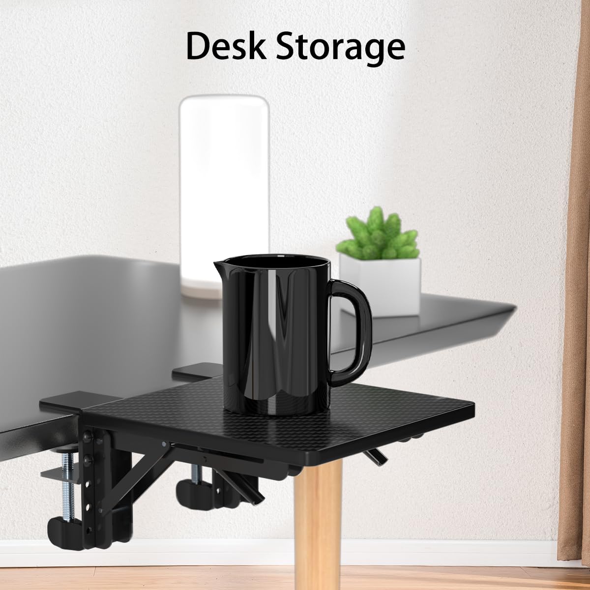 suptek Ergonomics Desk Extender Tray, 9.5"x9.1" Clamp on Table Mount Arm Wrist Rest Shelf, 90°