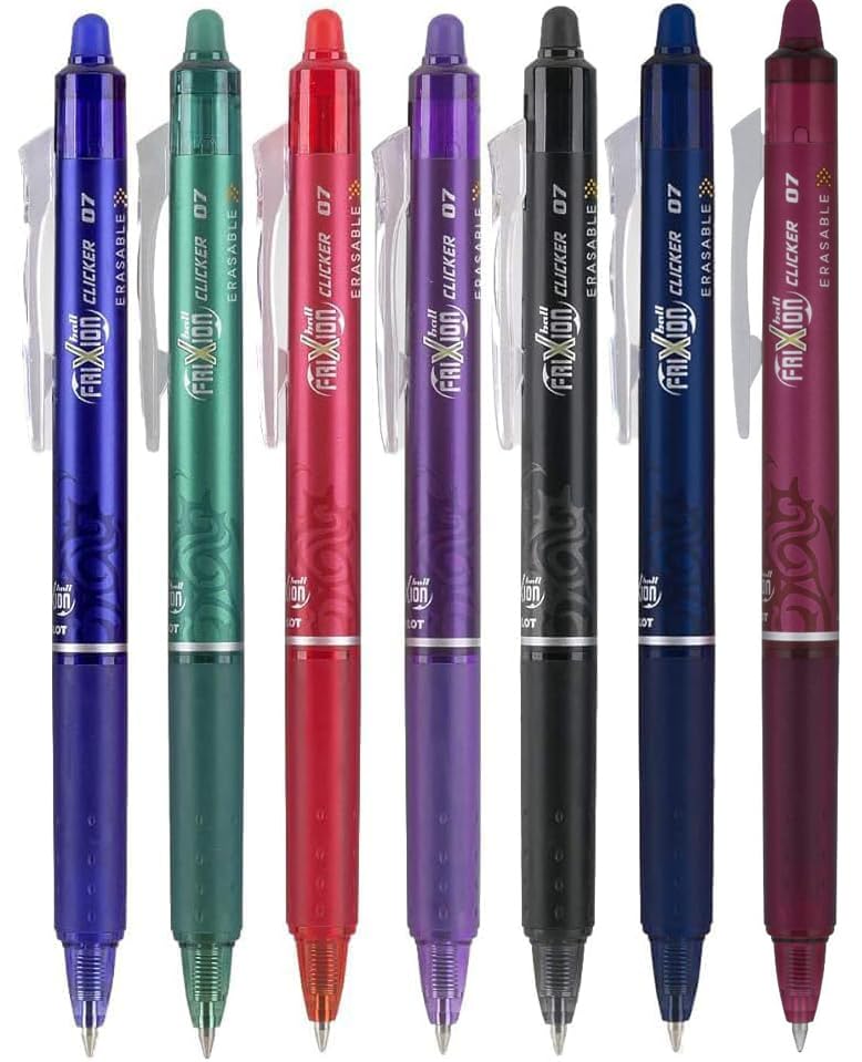 Advantage Gifts Clicker Retractable Erasable Gel Pens Fine Point (.7mm) Assorted Colors Ink 7-pk;