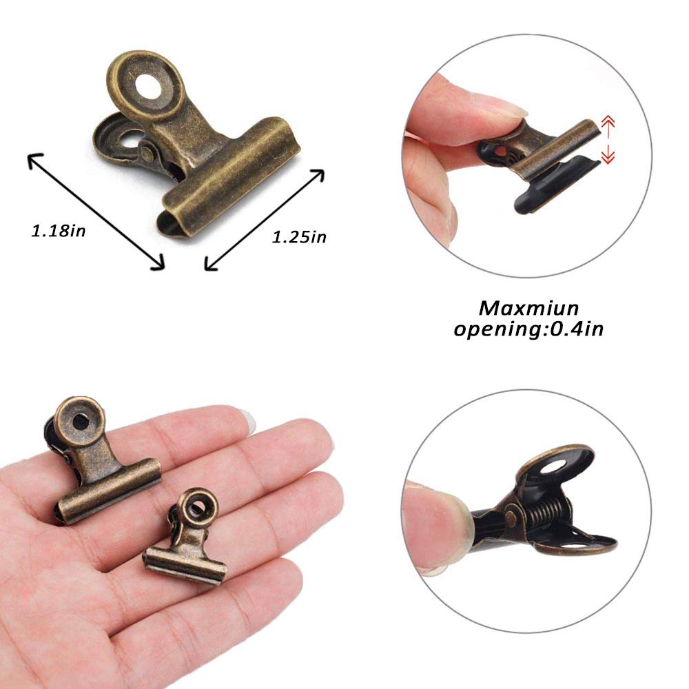 YUCHIYA 20 Pack Metal Clips with 20 Push-pins for Corkboard,Bulldog Clips for Hanging