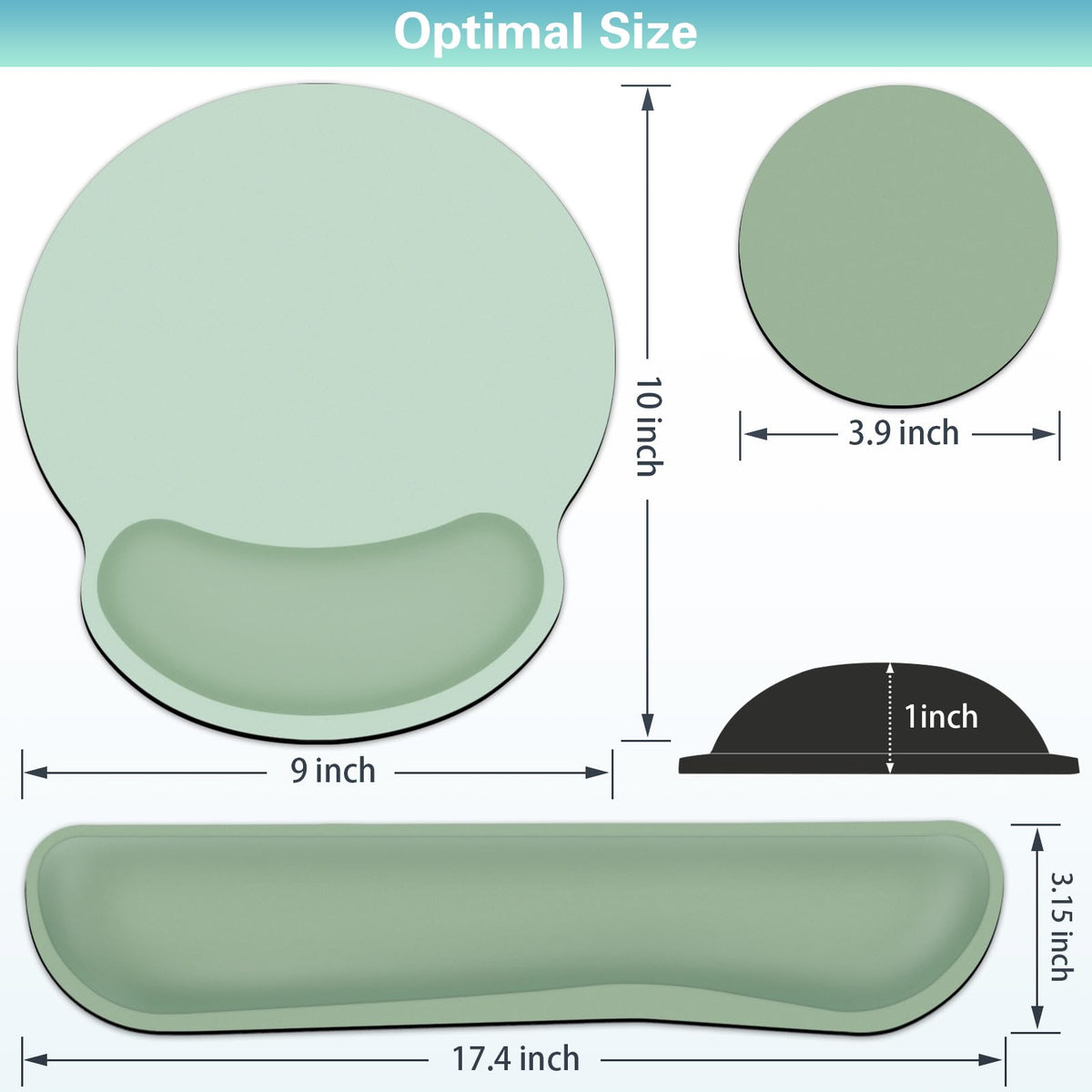 Mouse Pad with Wrist Rest Set, 3-in-1 Wrist Support Mousepad