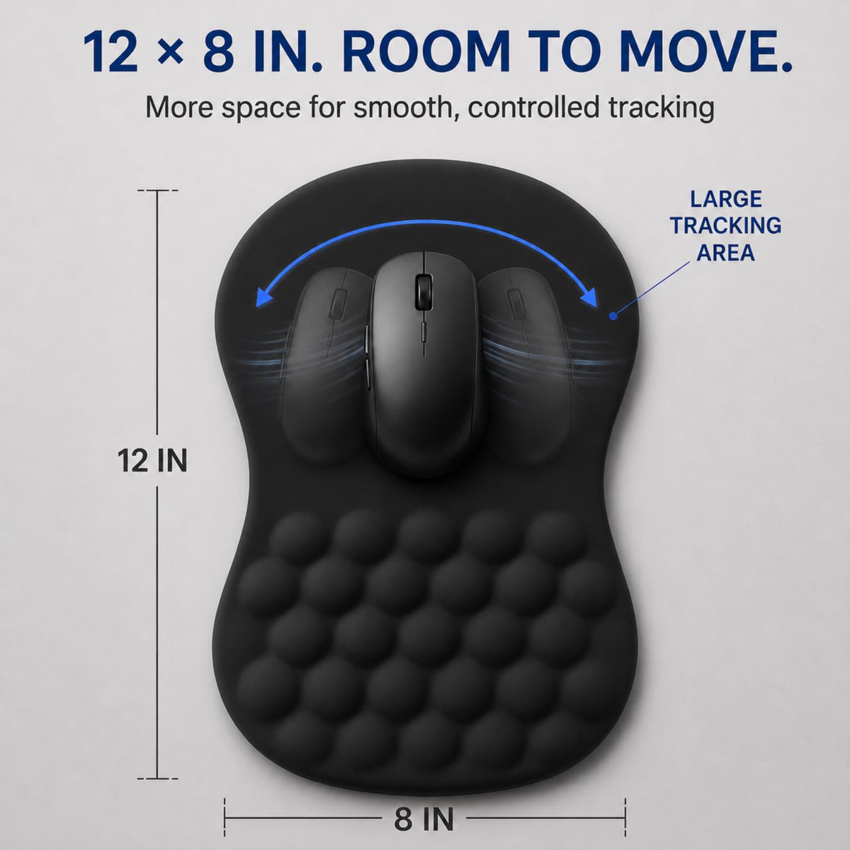 Zylentix Ergonomic Mouse Pad with Wrist Rest, Large 12x8 inch, Black