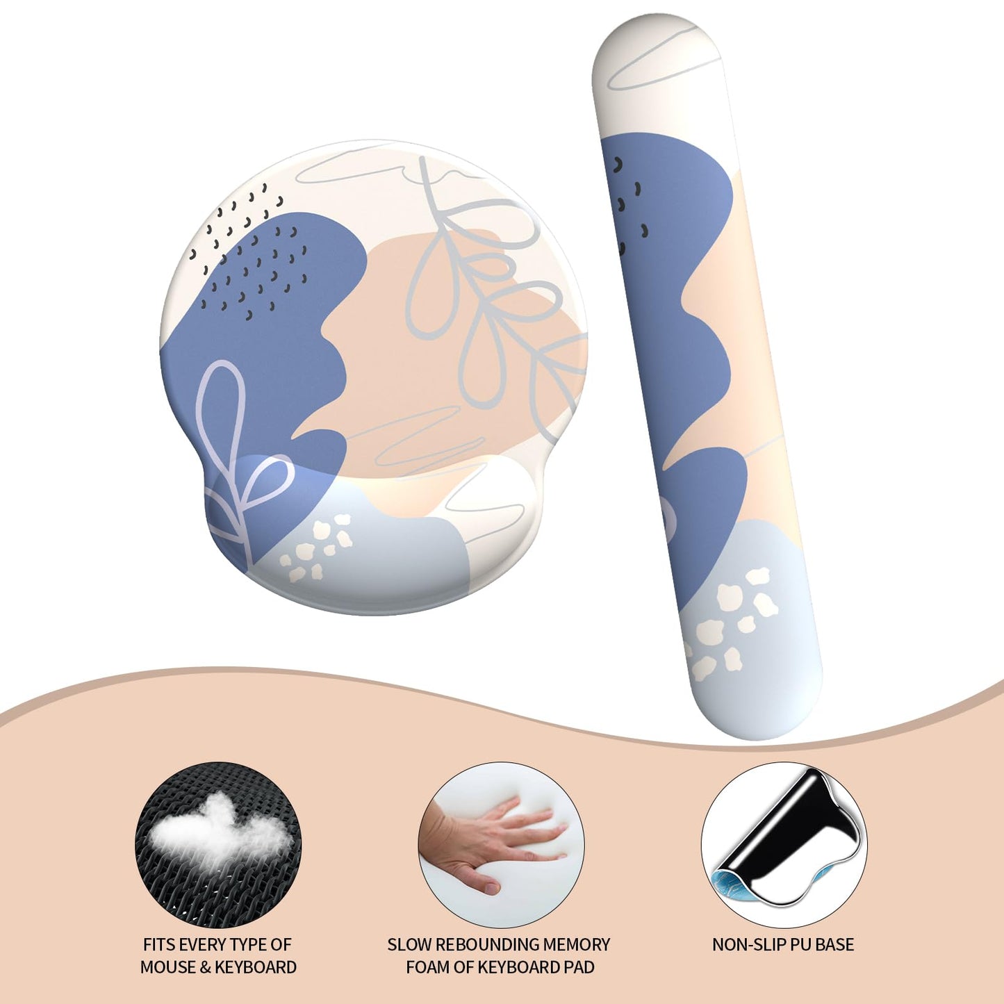 eulps Mouse Pad Wrist Support, Ergonomic Memory Foam Keyboard Wrist Pad & Gel Wrist Rest Set for