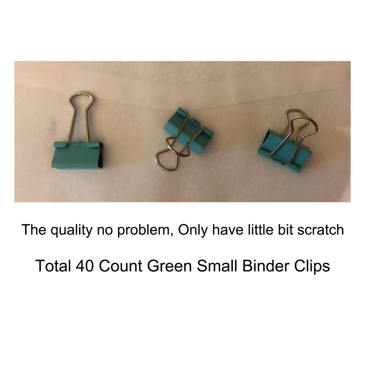 Small Binder Clips, 3/4" / 0.75 inches / 19mm Green Color Little bit Scratch Paper Clips (40 PCS