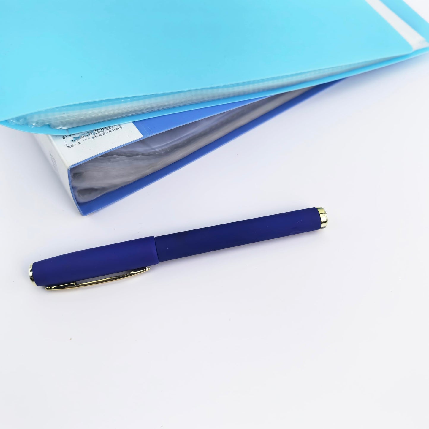 Fengtaiyuan Capped Gel Pens, 0.7mm Fine Point Quick Dry Blue Ink, UV Plated Soft-Touch Thick