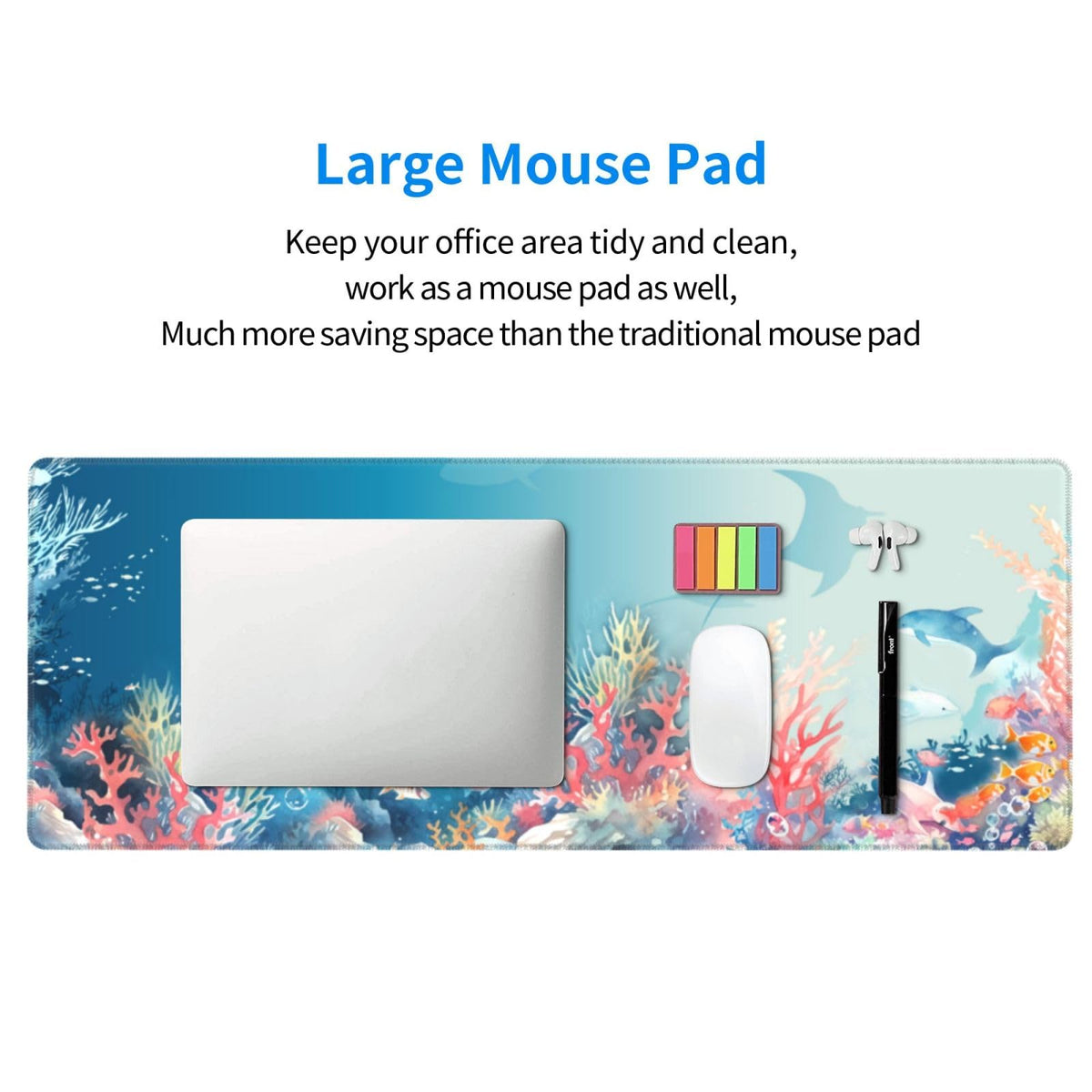 Underwater World Mouse Pad XL Large Mousepad Non Slip Rubber Base Desk Mat for Laptop Computer