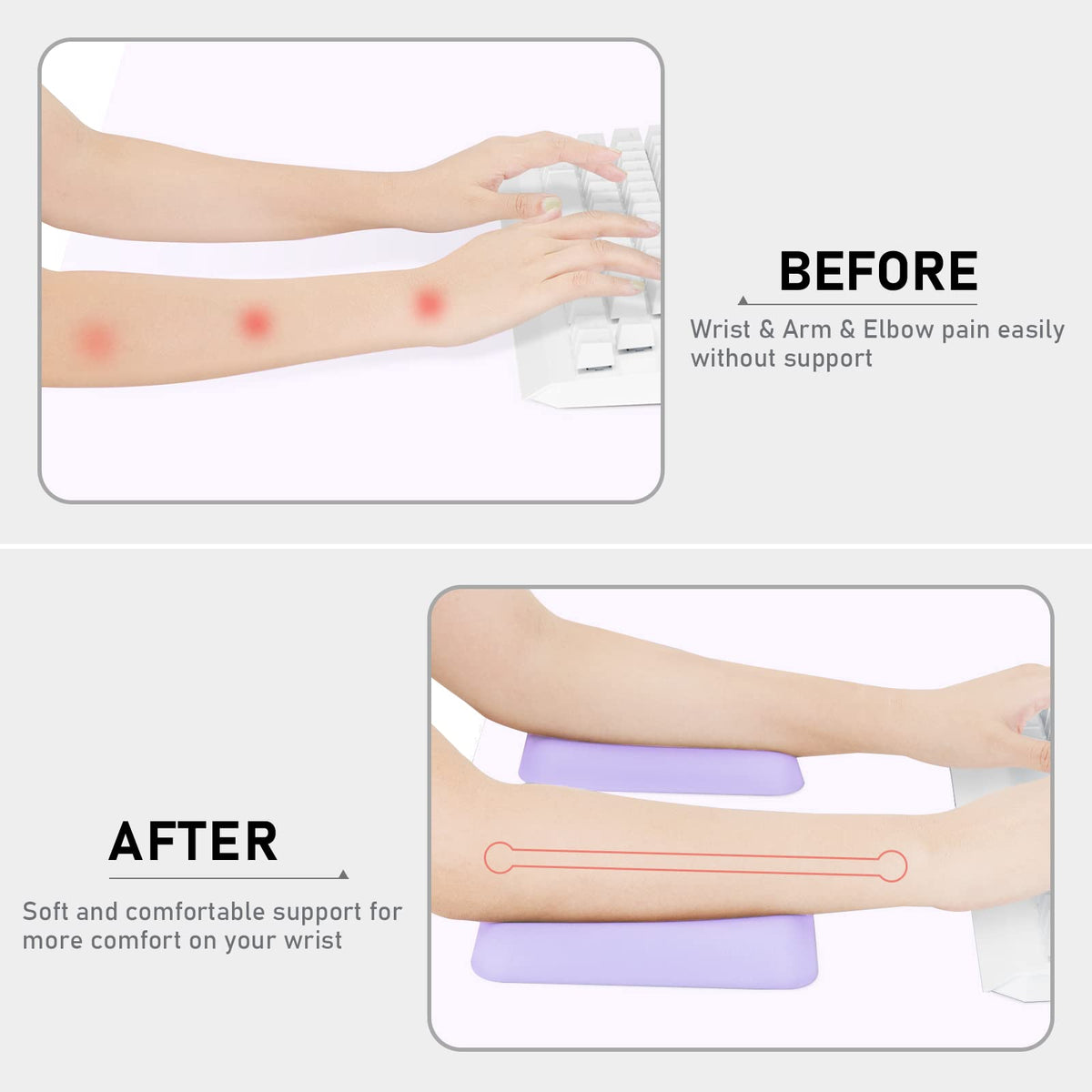 Leolee Elbow Rest Pads for Desk, Gel Ergonomic Wrist Rest Arm Rest Pads