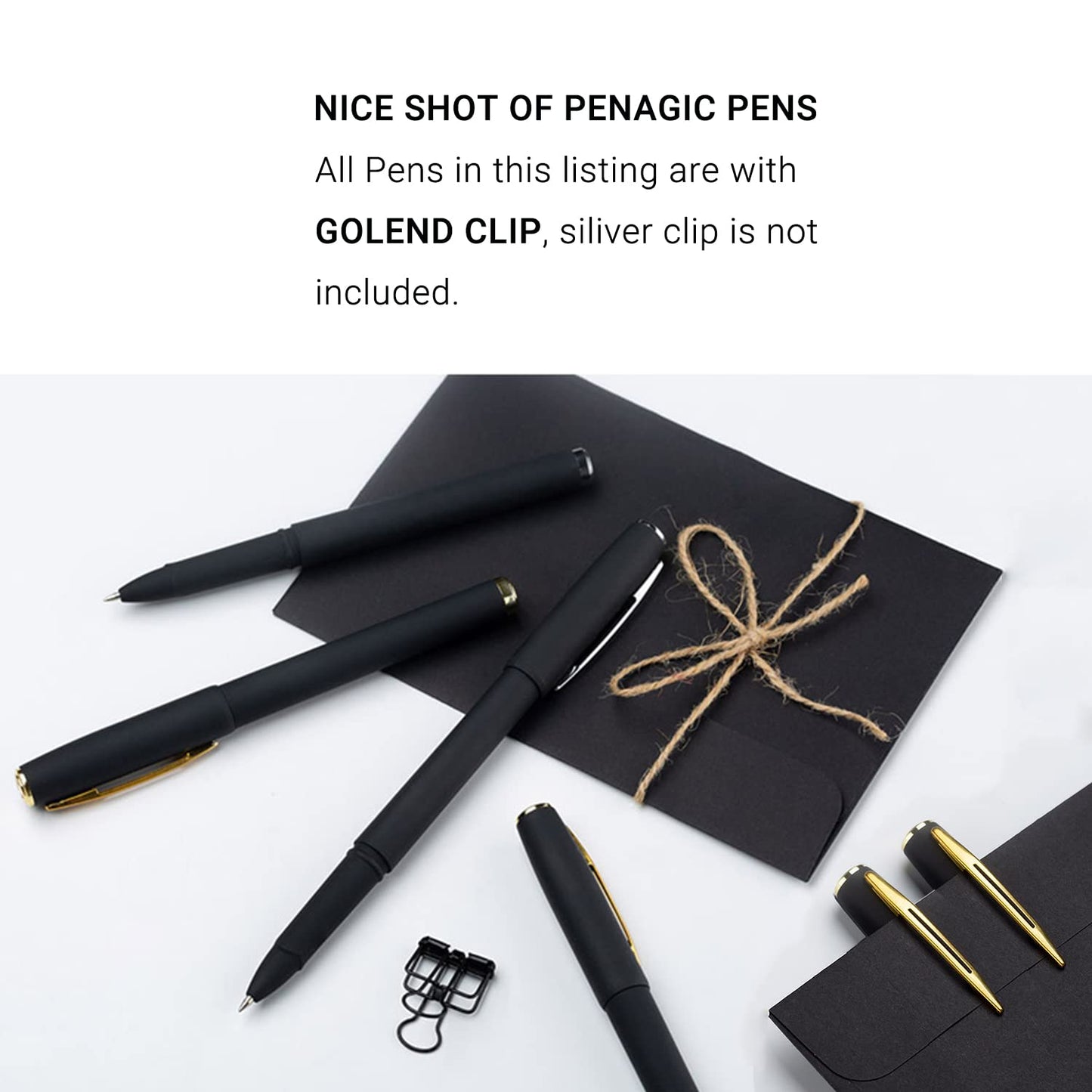 Penagic Pens, Gel Pen Fine Point, 0.5mm Black Ink, Roller Ballpoint