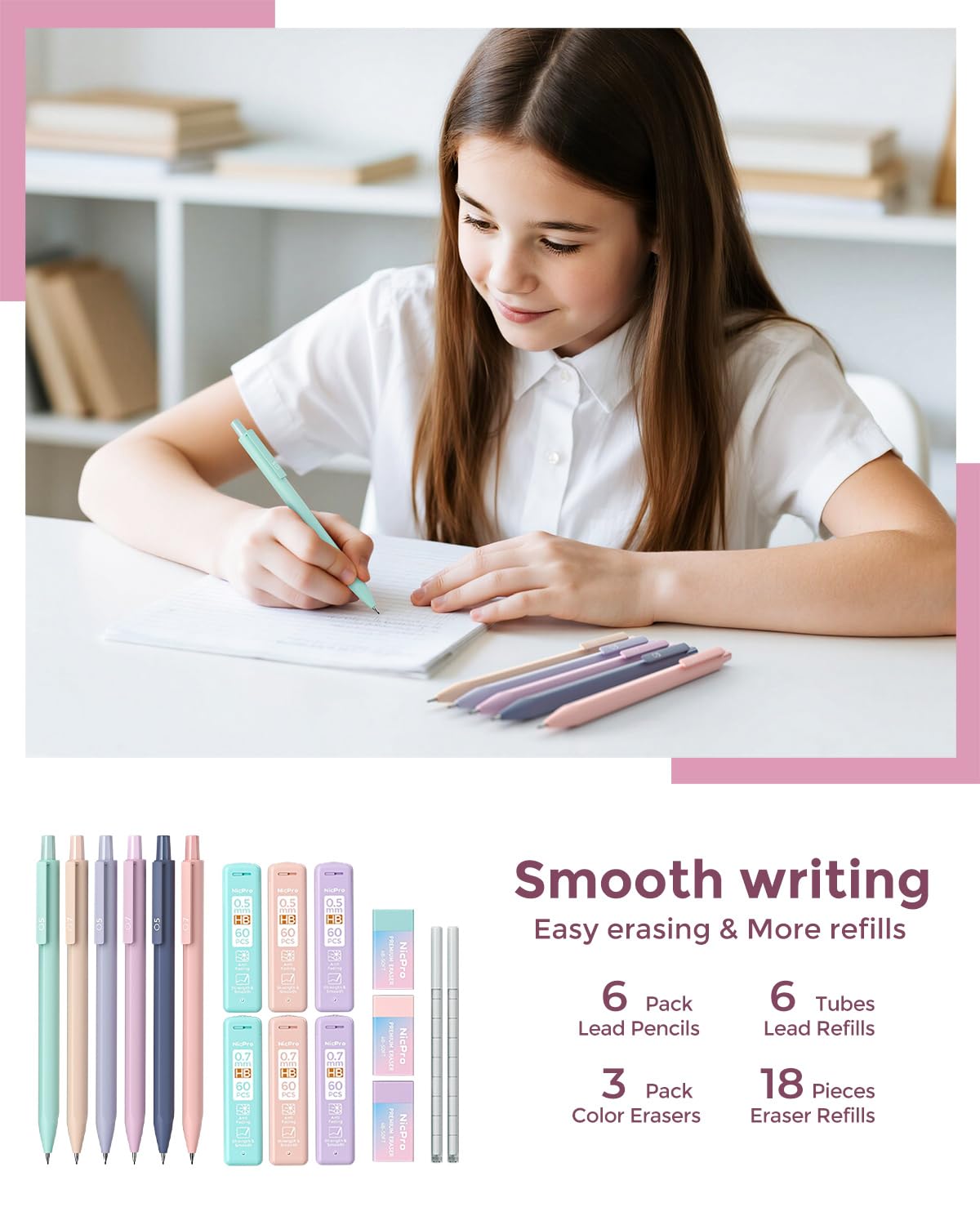 Nicpro 71PCS Aesthetic School Supplies with Pen Case, Bible Study Kit, Pink