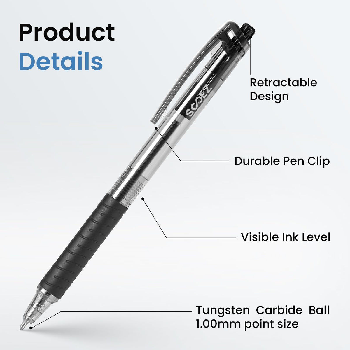Sooez 60 Pack Bulk Pens Ballpoint, Smooth Writing Pens with Soft Grip
