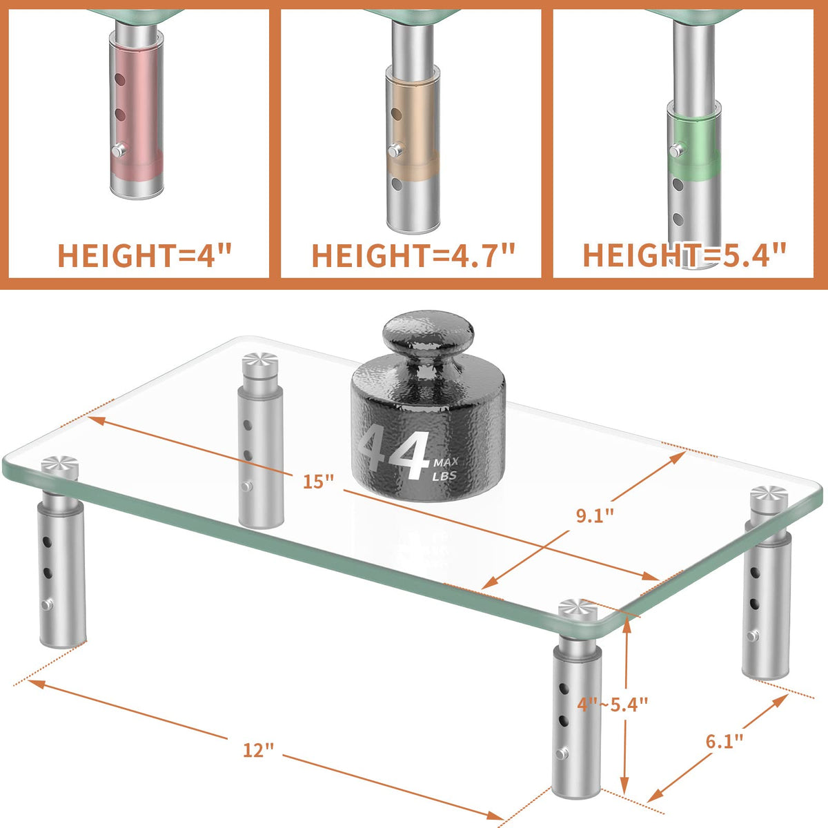 Hemudu 2 Pack Monitor Stand - 3 Adjustable Height Riser, Computer Stand, Desktop Organizer for PC