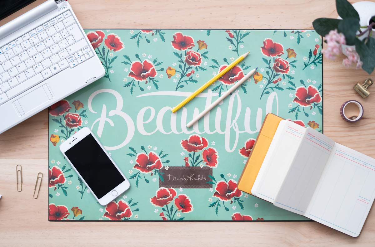 Grupo Erik Frida Kahlo Desk Mat | Desk Decor | 13.5 x 19.5 inches - 34.5 x 49.5 cm | Desk Pad |