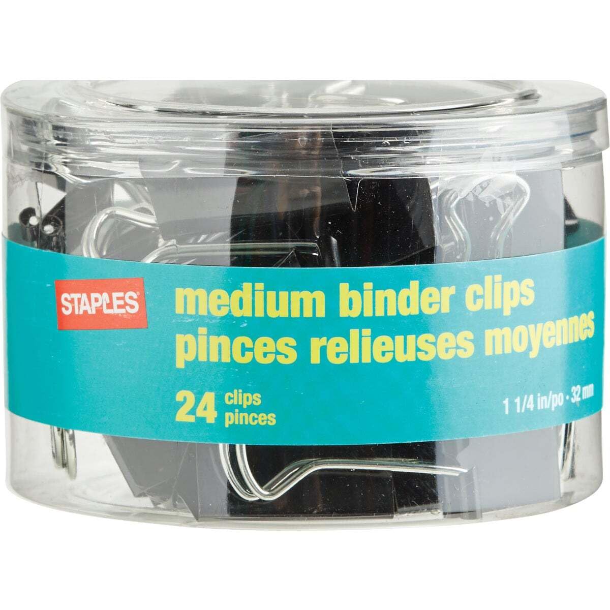 Staples Medium Metal Binder Clips, Black, 1 1/4" Size with 5/8"Capacity