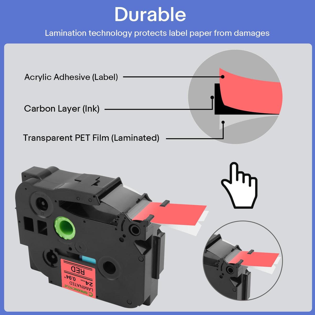 GREENCYCLE 4 Pack 24mm Red Label Tape Compatible for Brother P-Touch TZe-451 TZ-451 24mm 0.94"