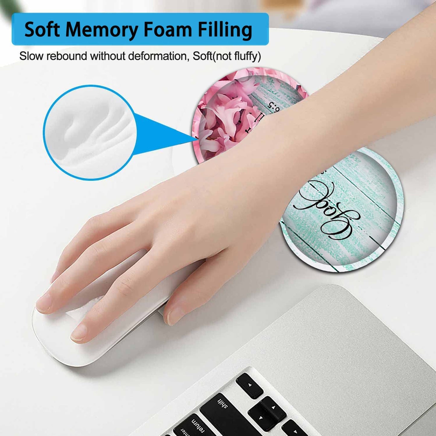 Large Mouse Pad, Extended Office Desk Pad, 31.5x11.8in, Ergonomic Memory Foam Mouse Wrist Rest