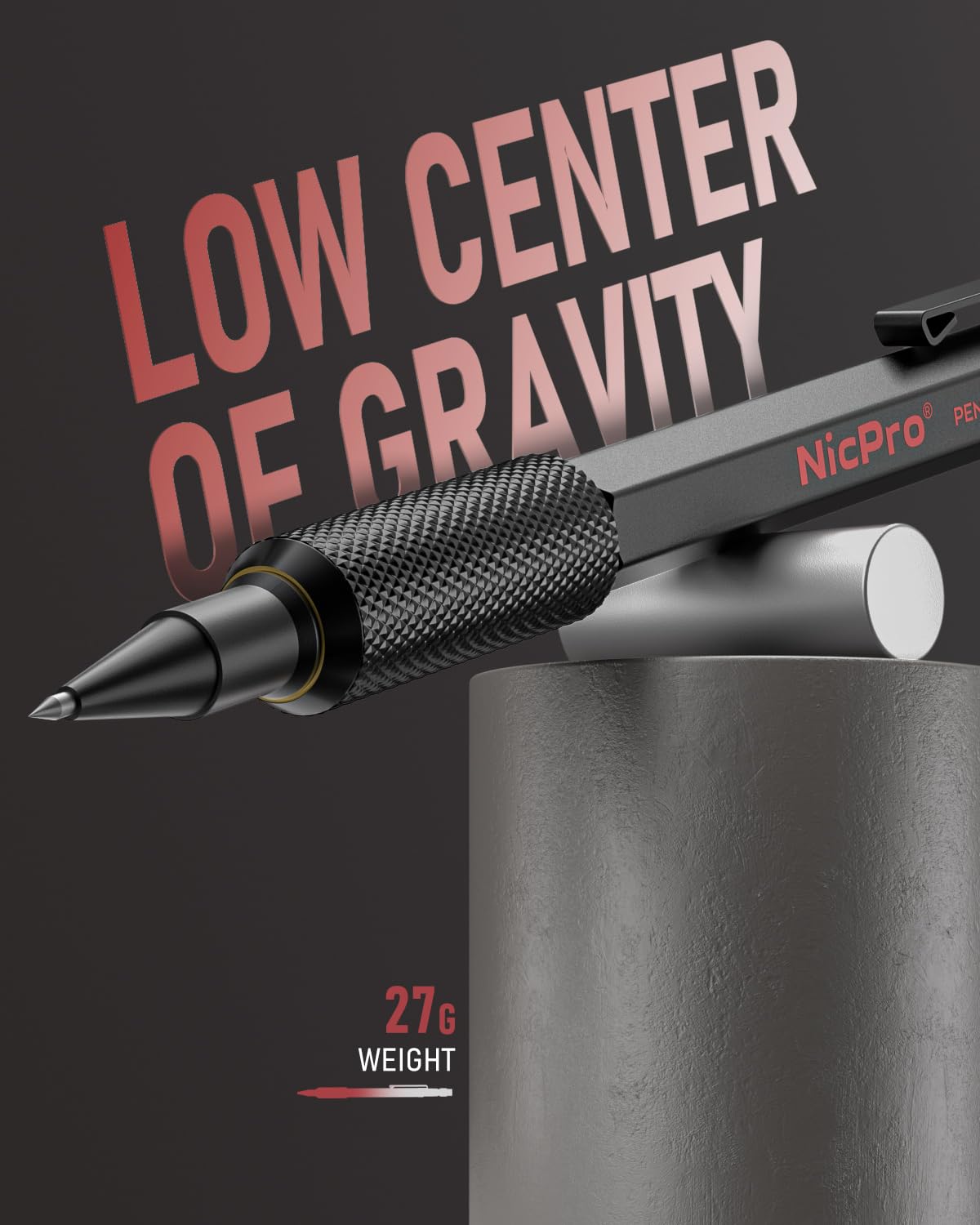 Nicpro 2mm Metal Mechanical Pencils Set with Case, 5 Pack Black