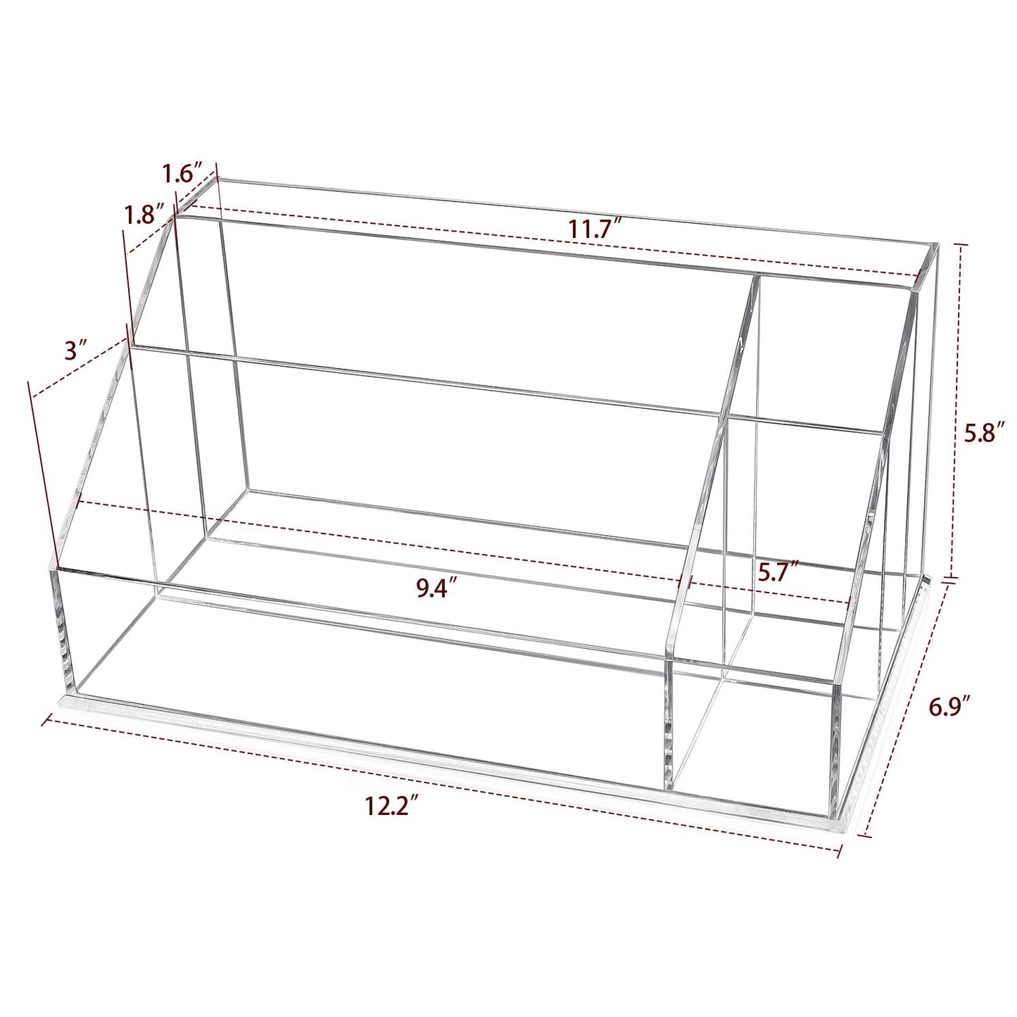 YestBuy Acrylic Desk Organizer, Clear Desk Paper Tray Organizer with Sorter, Vanity Makeup