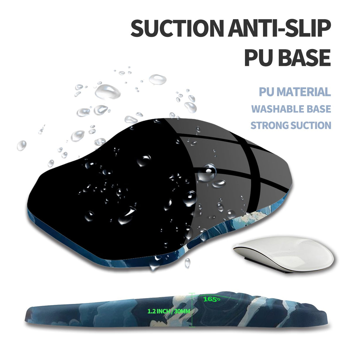 Gleamtide Ergonomic Raised Mouse Pad Wrist Support with Bilateral Slope Memory Foam Mousepad for