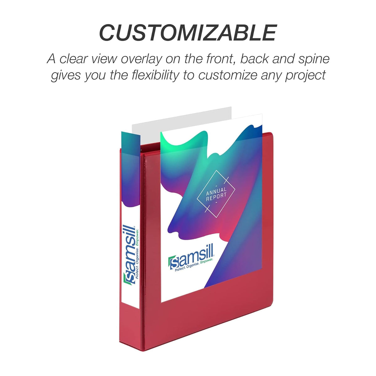 Samsill Durable 4 Inch Binder, Locking D Ring Binder, Customizable Clear View Cover, Red, 6-Pack