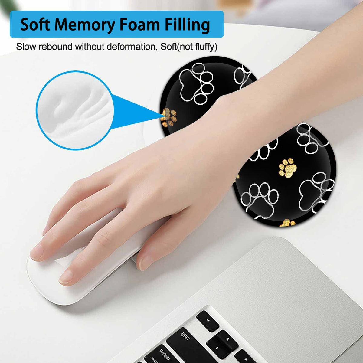 Large Mouse Pad, Extended Office Desk Pad 31.5x11.8in, Ergonomic Memory Foam Mouse Wrist Rest
