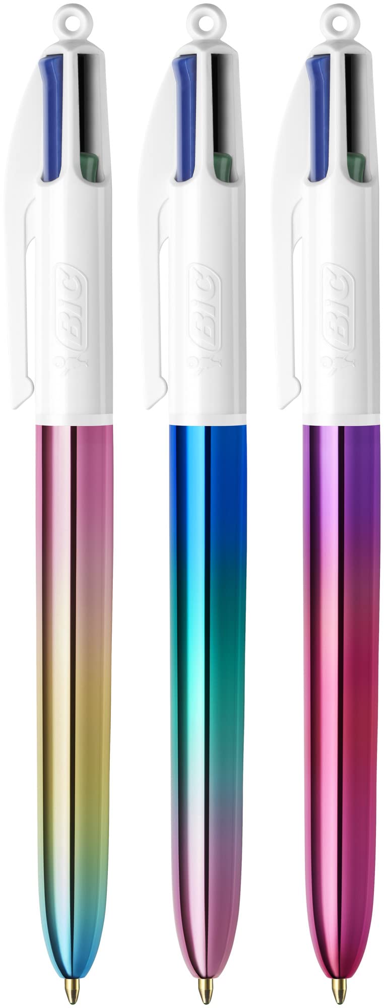 Bic 4 Colours Gradient Pens, Multi Coloured Pens All In One, Retractable Pens, Medium 1.0mm, Green