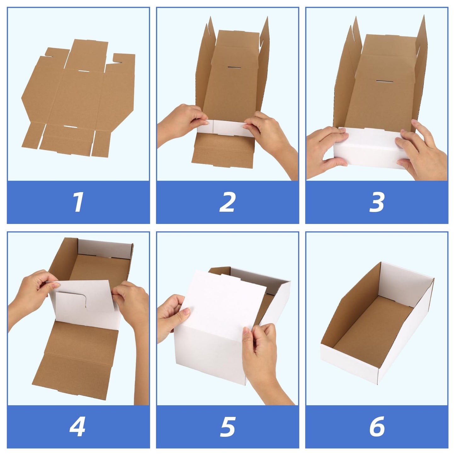 ZBEIVAN Cardboard Storage Bins Boxes 30 Packs, Easy Assembly Pantry Organizer Bins for Shelf, White