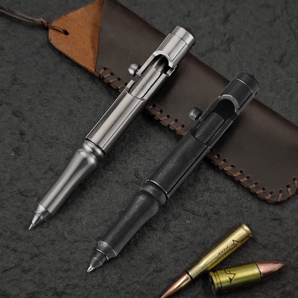 Cool Hand 5.1'' Bolt Action Tactical Pen, Cannon Style Stylus,USA Flag Logo