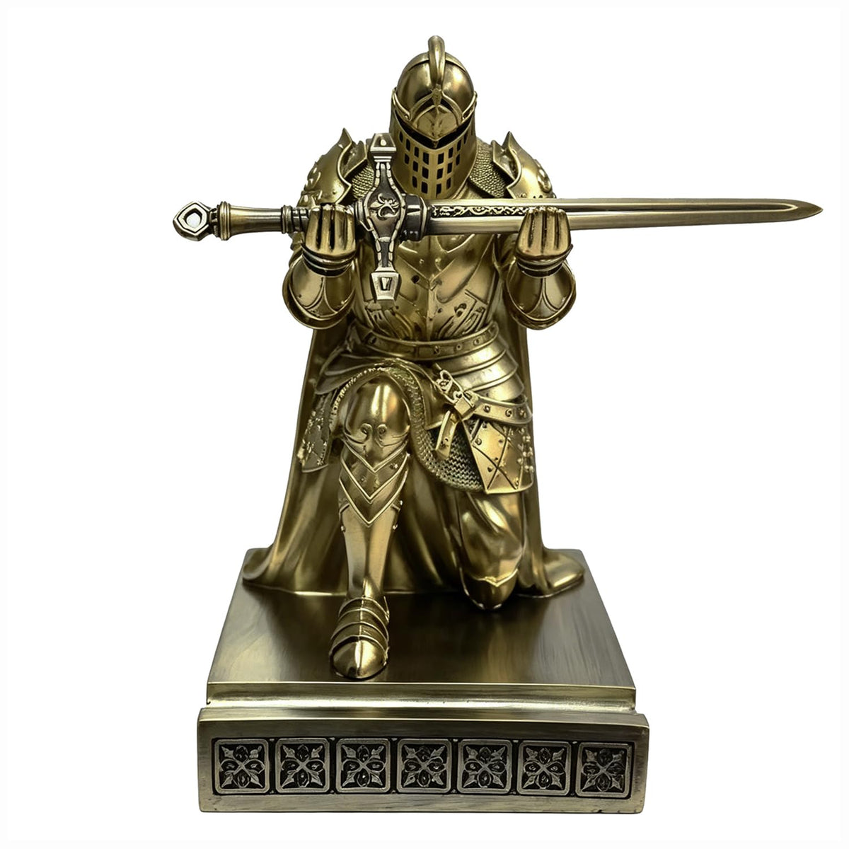 Knight Pen Holder Desk Organizer Office Decor Letter Opener for Desk Bronze