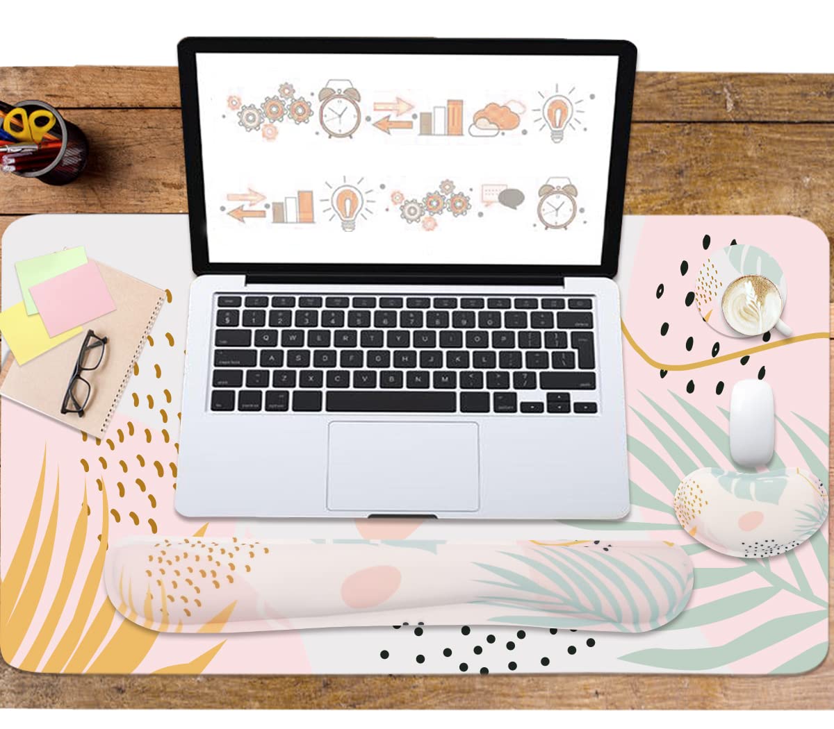 Keyboard Mouse Pad Set, Extended Mouse Pad+Keyboard Wrist Rest Support, Memory Foam Ergonomic Easy