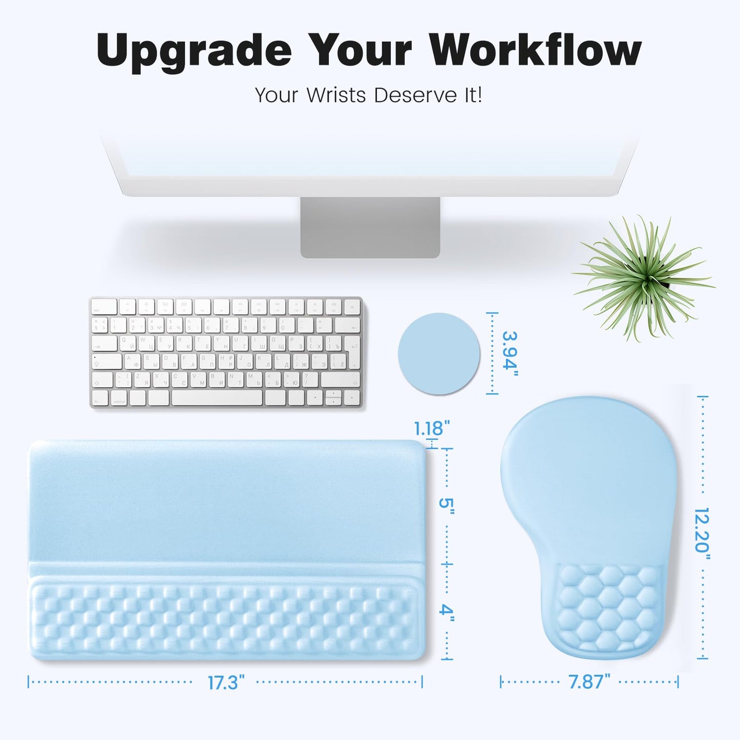Ospelelf Keyboard Wrist Rest and Mouse Pad Set, Ergonomic Memory Foam Wrist Support, Aesthetic Desk