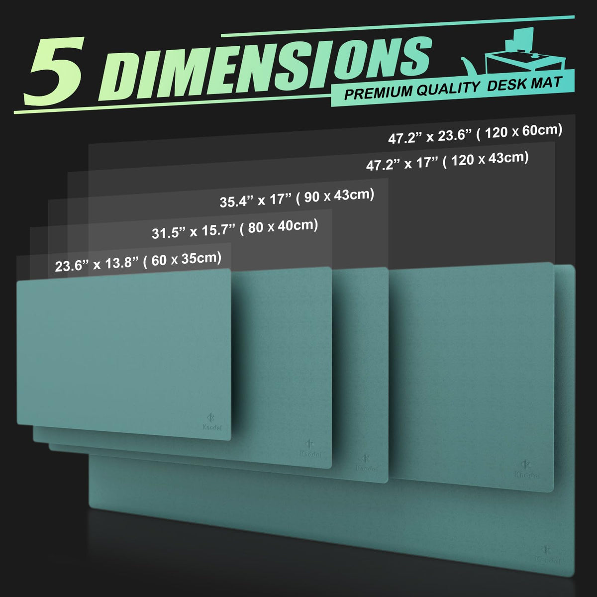 K KNODEL Extra Large Desk Mat, Leather Mouse Pad (47.2"x23.6", Green)