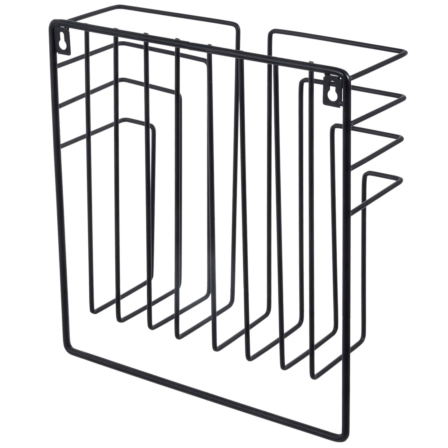 MyGift 11 Inch Modern Art Deco Black Metal Wire Floating Magazine Rack and File Folder Holder, Wall