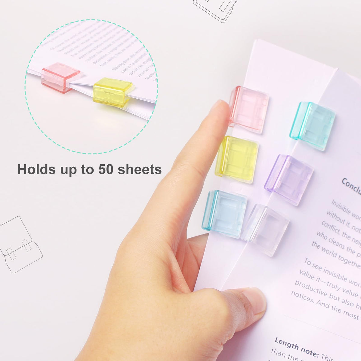 Slide Clips Binder Clips 56 Pack Reusable Push Clamps 50 Sheet Capacity Paper Clip for Office
