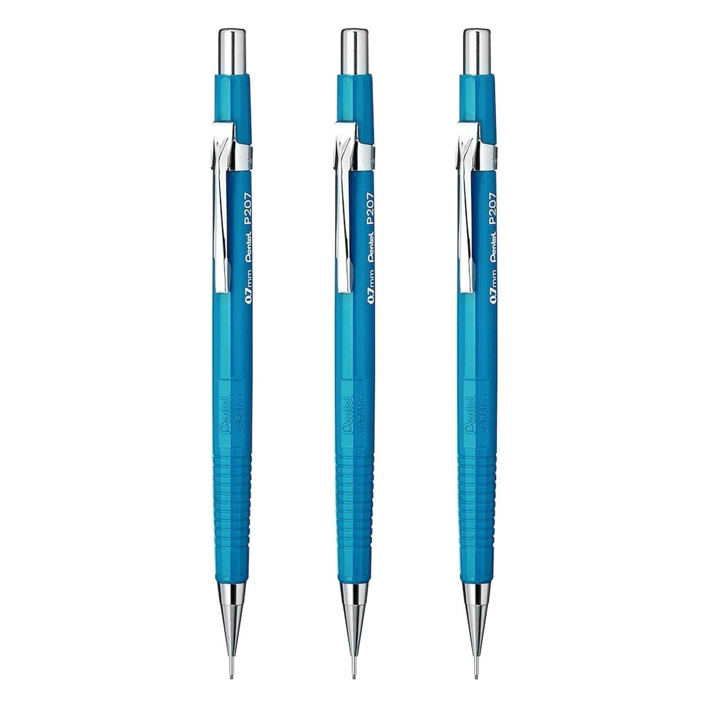 Pentel 0.7mm (P207-C) Blue P200 Series Automatic Mechanical Drafting Pencil Refillable Lead Eraser