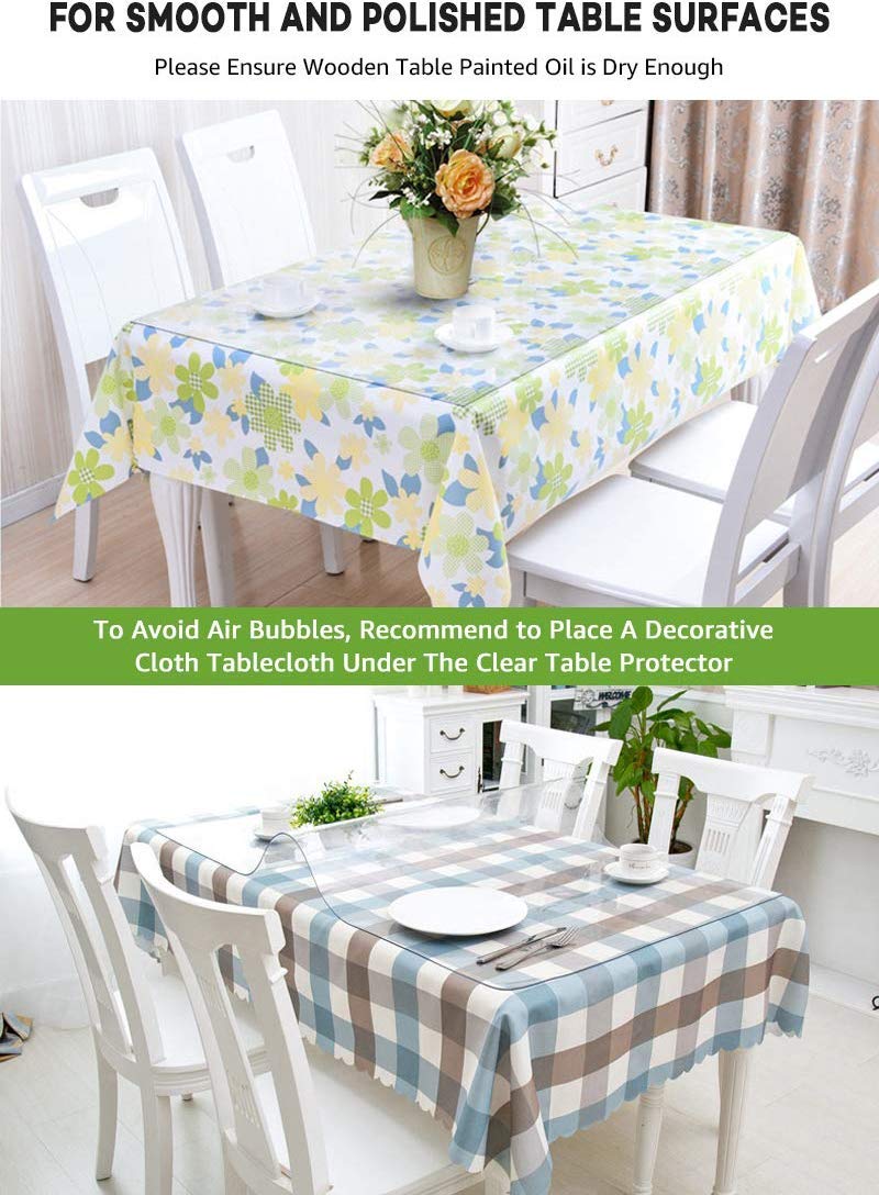 Large Clear Round Dining Table Protector Wood Furniture Tabletop Protective Cover Clear Plastic