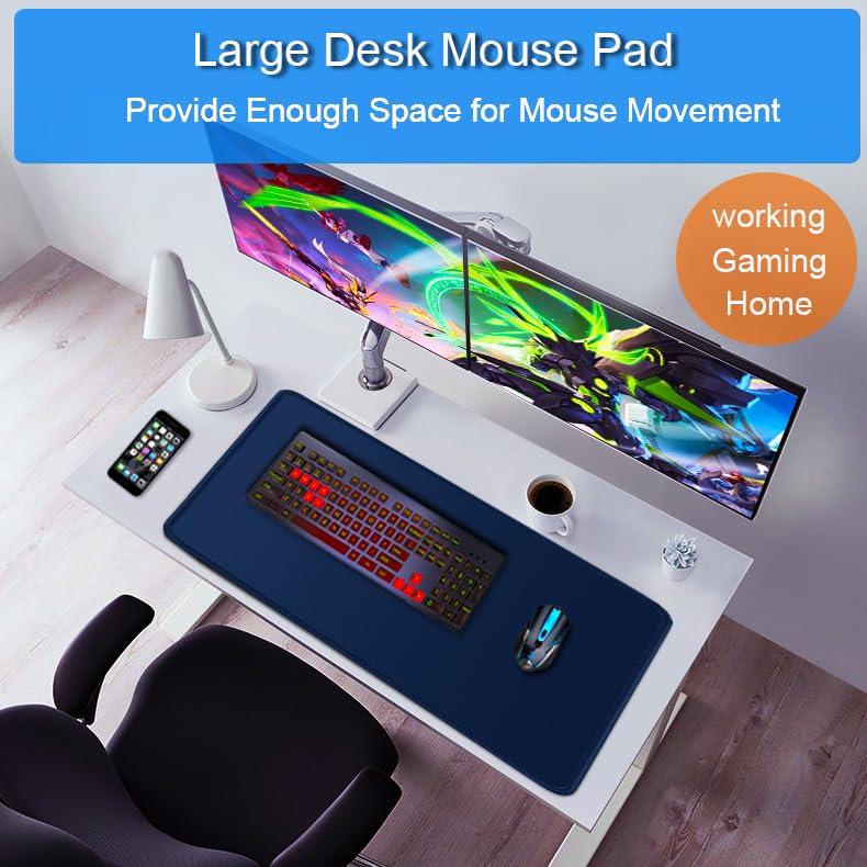 Large Mouse Pad, 31.5x15.7 inch Large Extended Computer Keyboard Mouse Mat, Water Resist Non-Slip